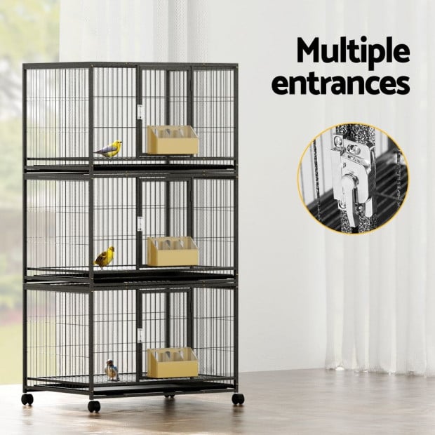 Bird Cage Aviary Budgie Perch Parrot Pet Stand Wheels Image 4