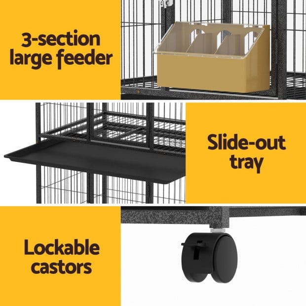 Bird Cage Aviary Budgie Perch Parrot Pet Stand Wheels Image 6