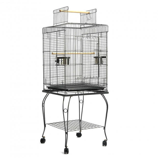i.Pet Large Bird Cage with Perch - Black Image 1