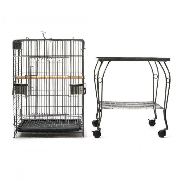 i.Pet Large Bird Cage with Perch - Black Image 10