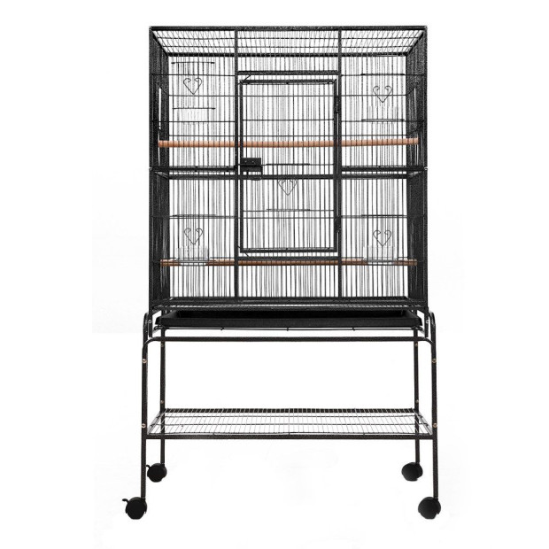 Large Bird Cage with Perch - Black Image 3
