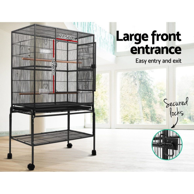 Large Bird Cage with Perch - Black Image 5