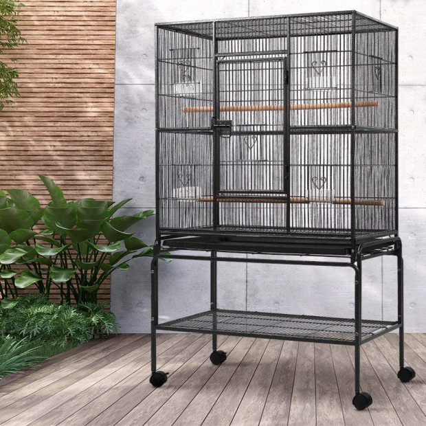 Large Bird Cage with Perch - Black Image 8