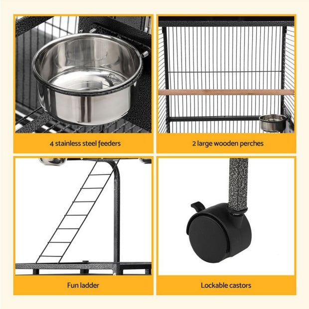 Bird Cage Large 155cm Parrot Aviary Stand-alone Budgie Wheels Castor Image 6