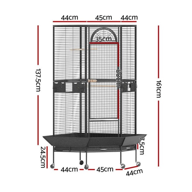 Bird Cage Large Jumbo Aviary Budgie Perch Parrot Stand Wheels Corner Image 2