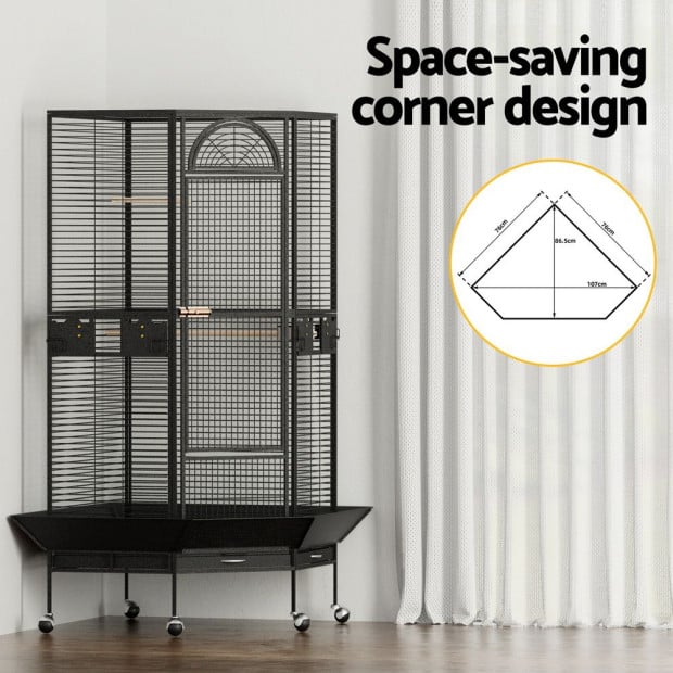 Bird Cage Large Jumbo Aviary Budgie Perch Parrot Stand Wheels Corner Image 5