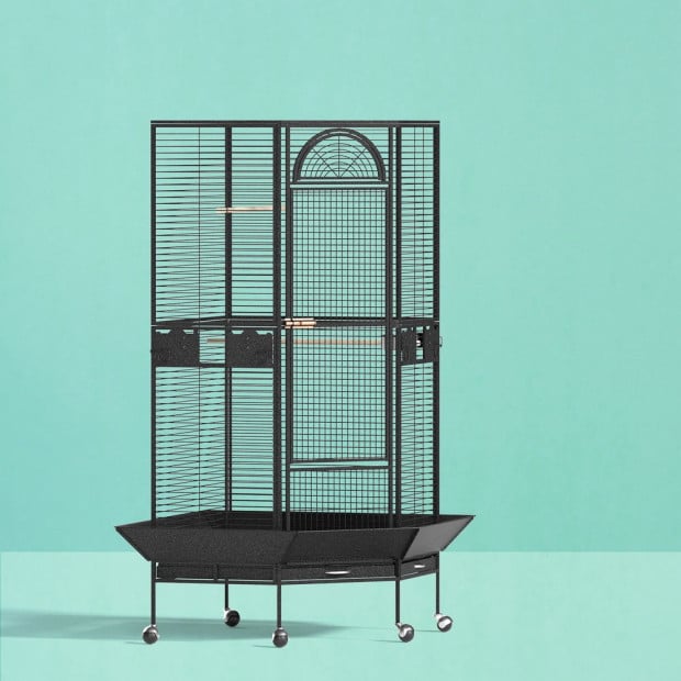 Bird Cage Large Jumbo Aviary Budgie Perch Parrot Stand Wheels Corner Image 7