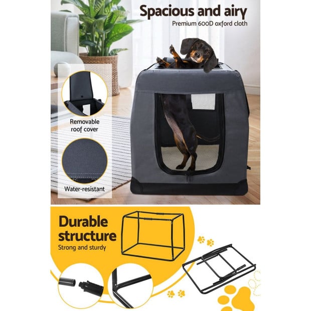 Pet Carrier Crate Dog Cat Travel Portable Cage Kennel Foldable Car M Image 5