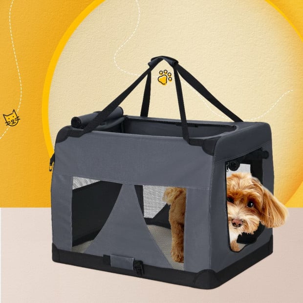 Pet Carrier Crate Dog Cat Travel Portable Cage Kennel Foldable Car M Image 8