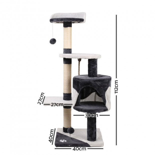 112cm Cat Scratcher Pole - White and Grey Image 2