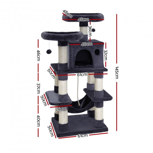 Cat Tree Scratching Tower Condo House Furniture Wood Image 2
