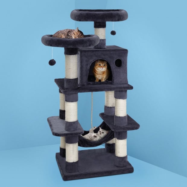 Cat Tree Scratching Tower Condo House Furniture Wood Image 7