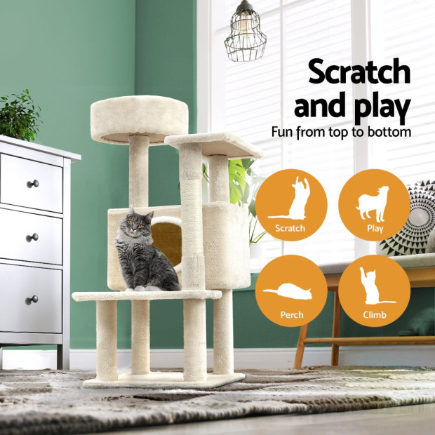 Cat Tree Tower Scratching Post Wood Condo House Bed Trees 90cm Image 5