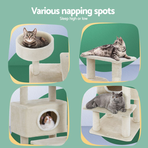 Cat Tree Tower Scratching Post Wood Condo House Bed Trees 90cm Image 7