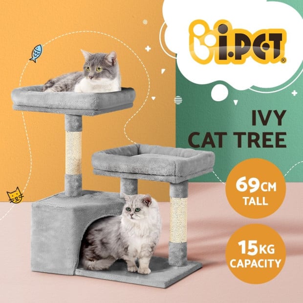 Cat Tree Tower Scratching Post Wood Condo House Bed Trees 69cm Image 4