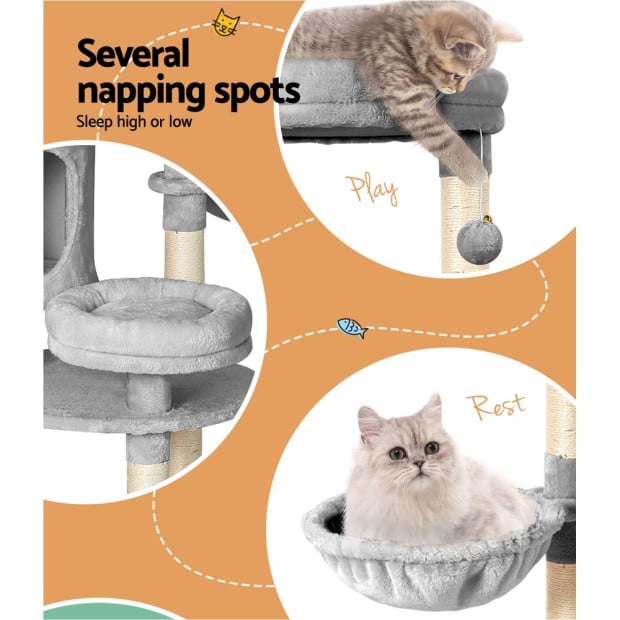 Cat Tree Tower Scratching Post Wood Condo House Toys Bed 123cm Image 6
