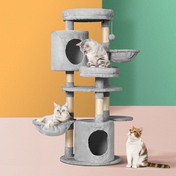 Cat Tree Tower Scratching Post Wood Condo House Toys Bed 123cm Image 8