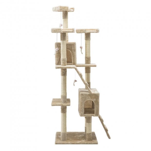 i.Pet 180cm Multi Level Cat Scratching Post - Beige Image 1