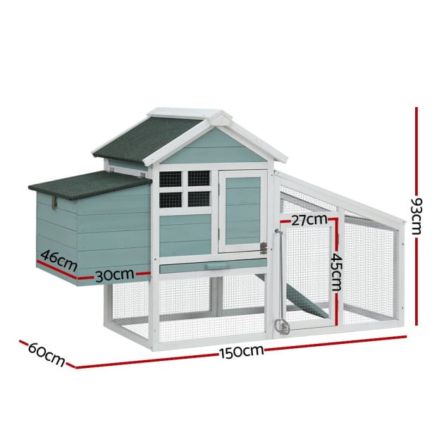 Chicken Coop Rabbit Hutch Large House Run Cage Wooden Outdoor Pet Image 2