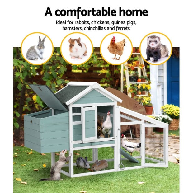 Chicken Coop Rabbit Hutch Large House Run Cage Wooden Outdoor Pet Image 5