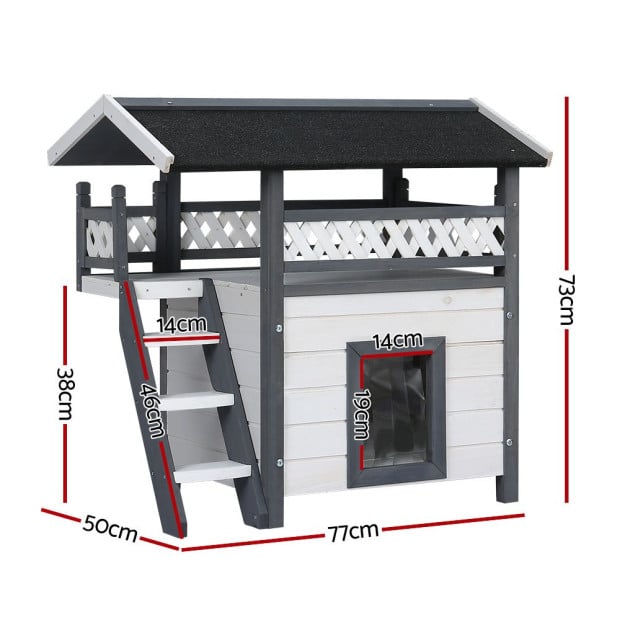 Rabbit Hutch Cat House Shelter Outdoor Wooden Dog Pet House Kennel Image 2
