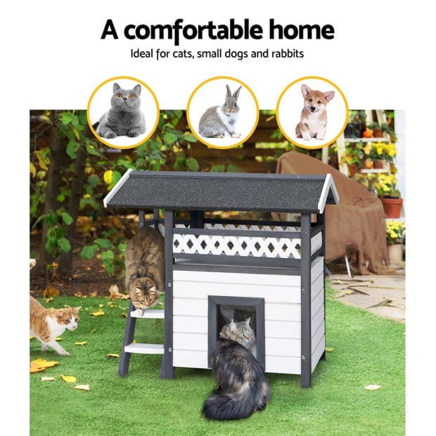 Rabbit Hutch Cat House Shelter Outdoor Wooden Dog Pet House Kennel Image 5