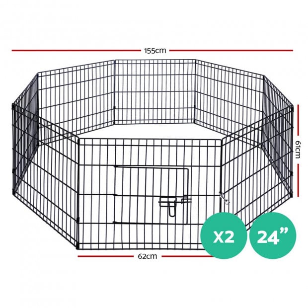 2X 8 Panel Pet Dog Playpen Puppy Cage Enclosure Fence Play Pen Size 24 Image 2