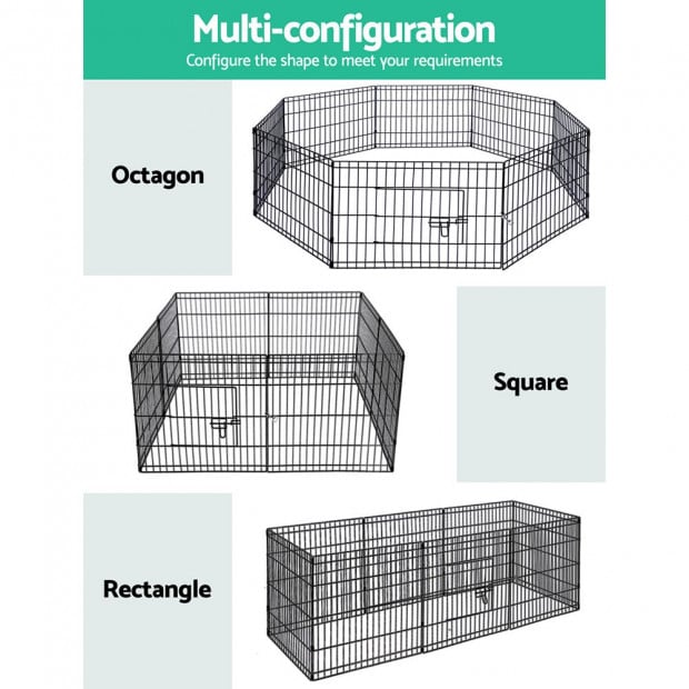 2X 8 Panel Pet Dog Playpen Puppy Cage Enclosure Fence Play Pen Size 24 Image 4