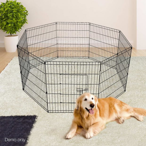 30inch Pet Play Pen With 8 Panel - Black Image 9