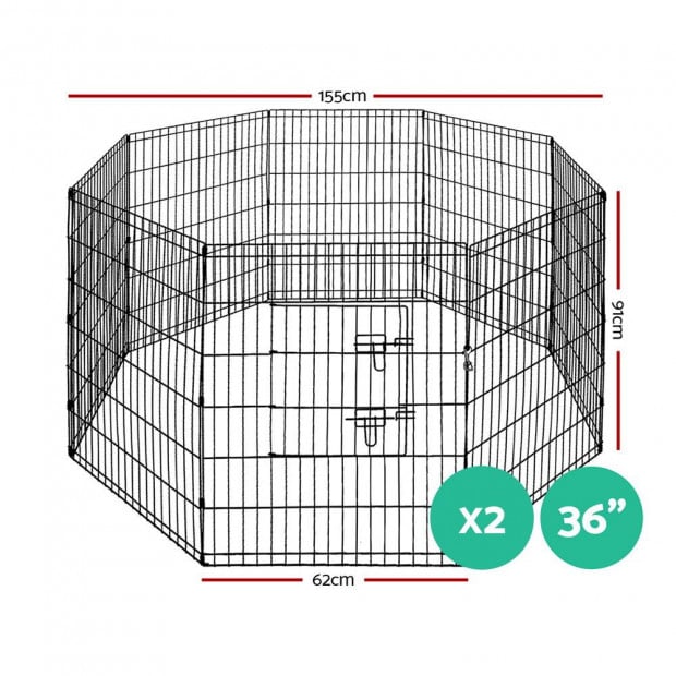 2X 8 Panel Pet Dog Playpen Puppy Cage Enclosure Fence Play Pen Size 36 Image 2