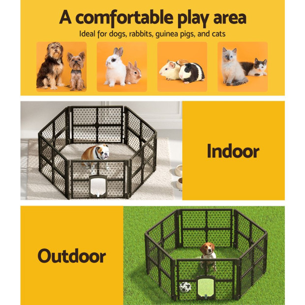 Pet Dog Playpen Enclosure 6 Panel Fence Puppy Cage Plastic Fold