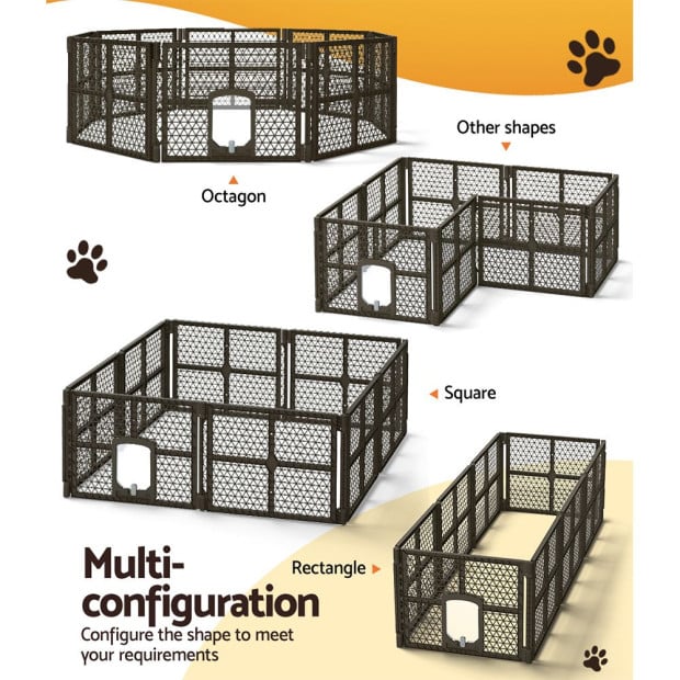 Pet Dog Playpen Enclosure 8 Panel Fence Puppy Cage Plastic Fold Image 6