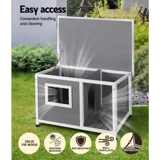 Dog Kennel House Large Wooden Outdoor Pet Kennels Puppy Cabin Log Image 6