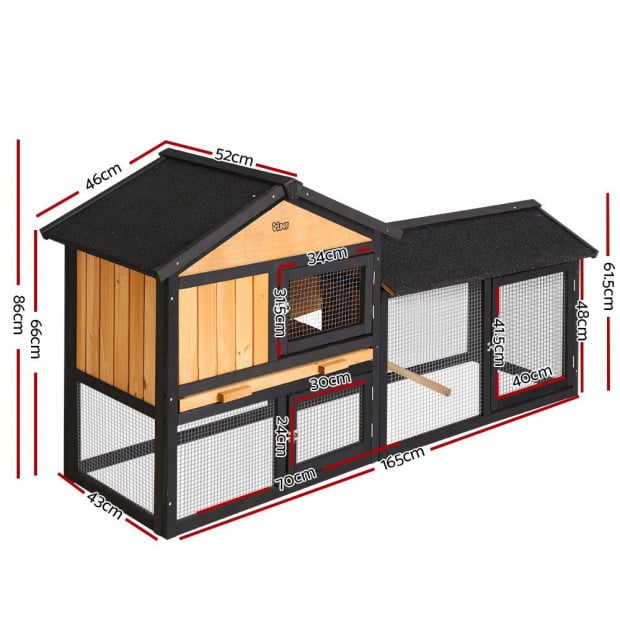 Rabbit Hutch Wooden Cage Waterproof Outdoor Pet House Image 2