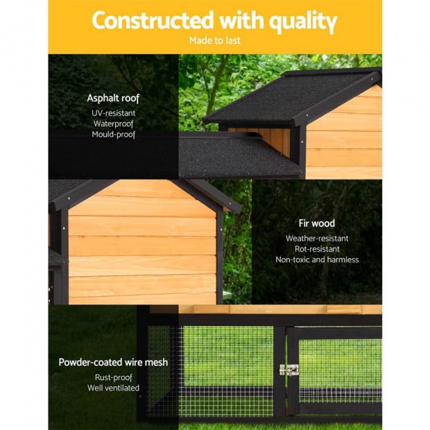 Rabbit Hutch Wooden Cage Waterproof Outdoor Pet House Image 3