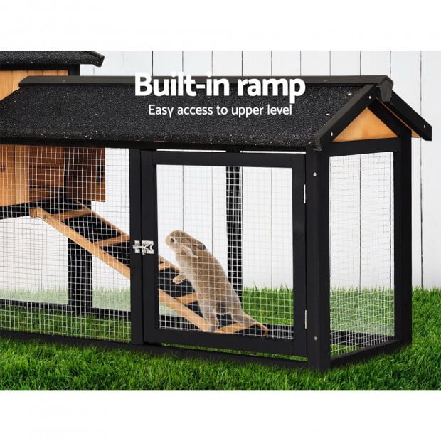 Rabbit Hutch Wooden Cage Waterproof Outdoor Pet House Image 5