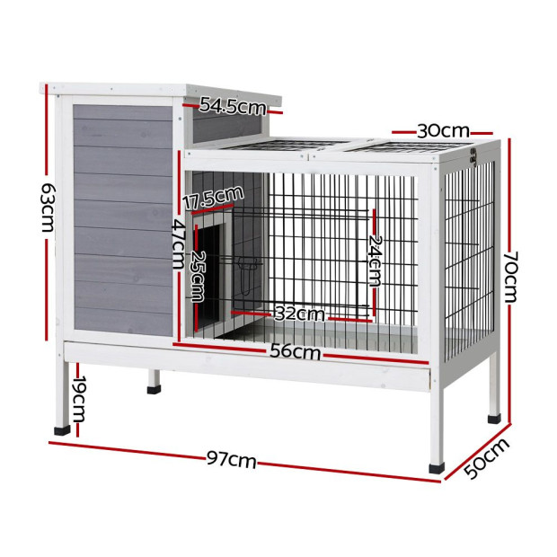 Rabbit Hutch Chicken Coop Wooden Ferret Cage Habitat House - Large Image 2