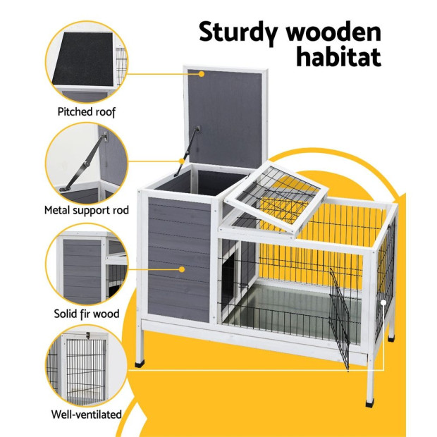 Rabbit Hutch Chicken Coop Wooden Ferret Cage Habitat House - Large Image 6
