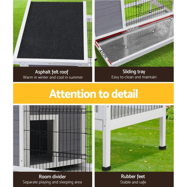 Rabbit Hutch Chicken Coop Wooden Ferret Cage Habitat House - Large Image 7