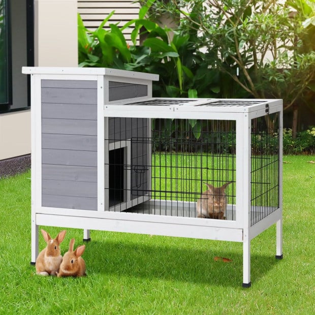 Rabbit Hutch Chicken Coop Wooden Ferret Cage Habitat House - Large Image 8