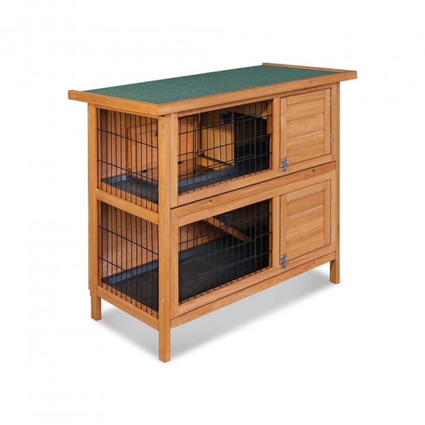 Double Storey Rabbit Hutch with Foldable Ramp Image 4