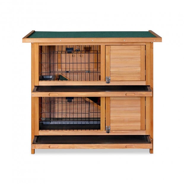 Double Storey Rabbit Hutch with Foldable Ramp Image 7