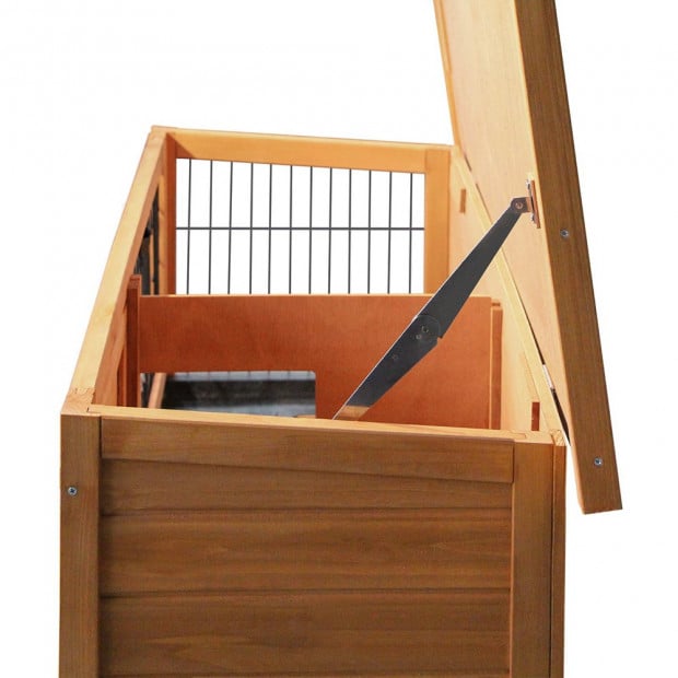 Double Storey Rabbit Hutch with Foldable Ramp Image 12