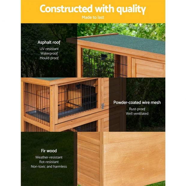 Rabbit Hutches Large Metal Run Wooden Pet House Image 3
