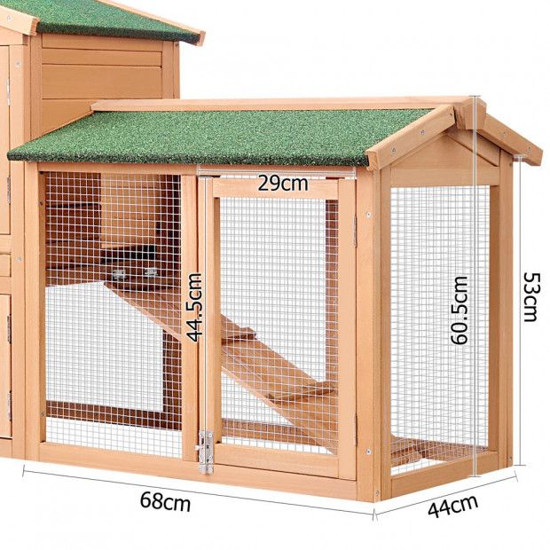 Rabbit Hutch Chicken Coop Cage Guinea Pig House - 2 Storeys Run Image 4
