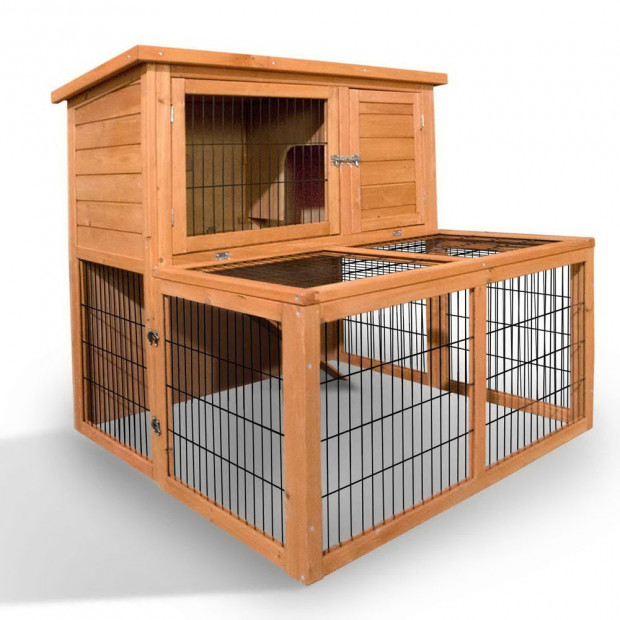 Deluxe Rabbit Cage Hutch with Under-Run