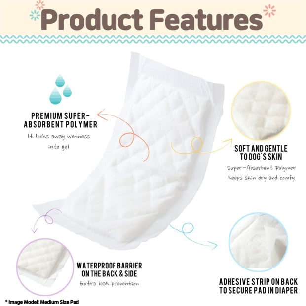 M Dog Male Wrap + 10x M Diaper Booster Pads Image 4