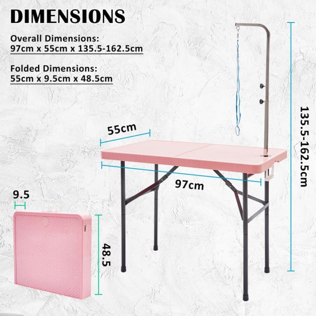 97cm Pet Grooming Table - PINK Image 9