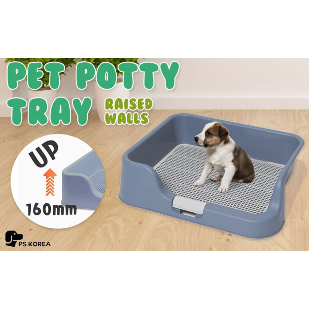 Pet Potty Tray Raised Walls T1 - Blue Image 2