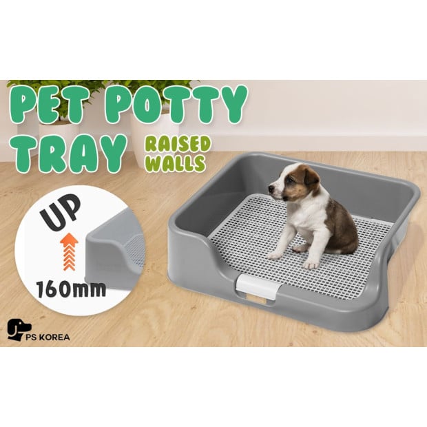 Pet Potty Tray Raised Walls T1 - Grey Image 2